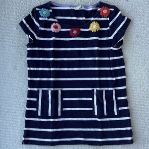 Boden navy striped shirt with pockets and embroidered flowers